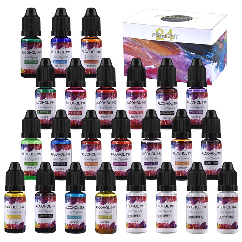 Resin Dye Alcohol - 24สี/ชุด10Ml Resin Pigment Art หมึกแอลกอฮอล์สีหมึก Diffusion
