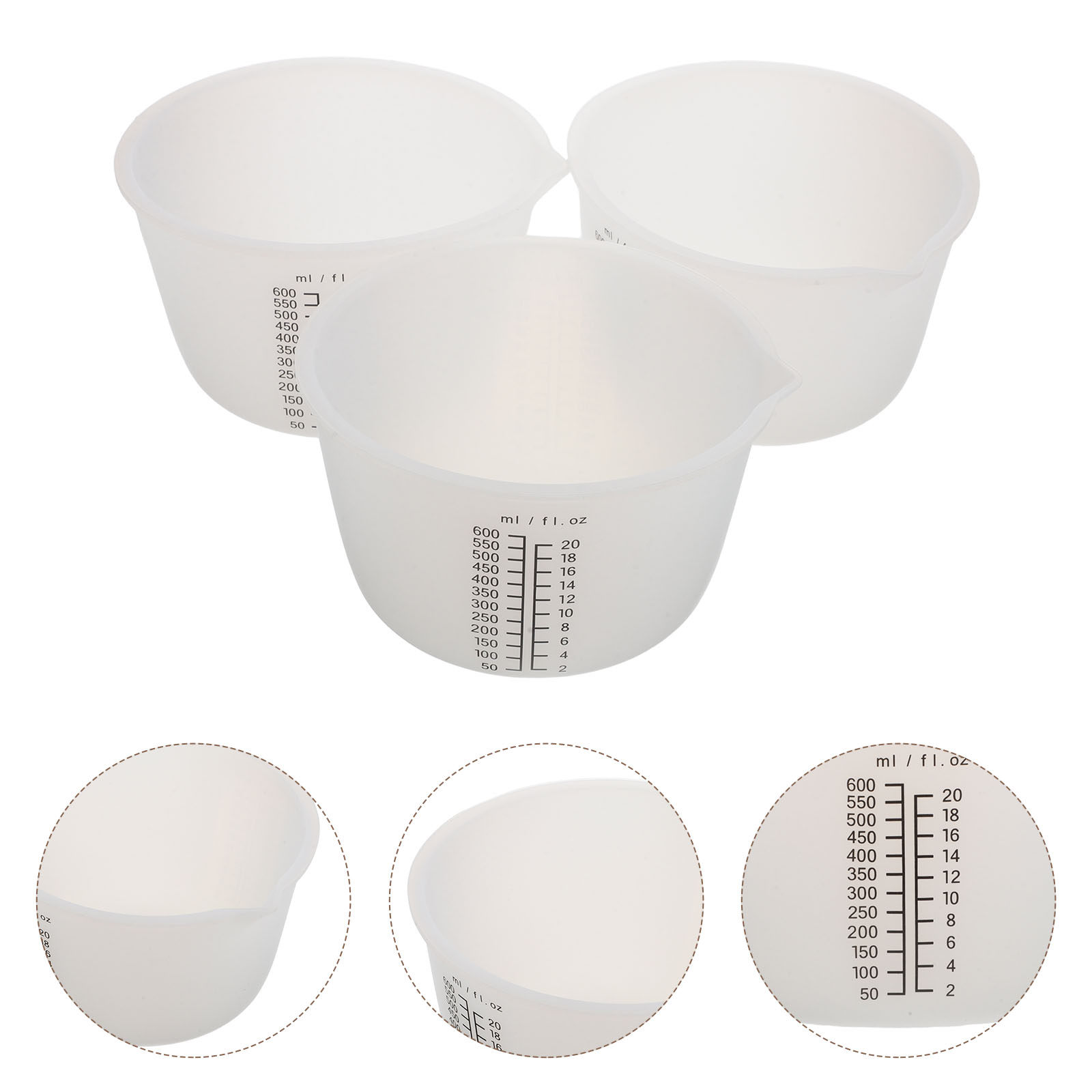 Mixing Cup Silicone - ถ้วยซิลิโคนสำหรับเทเรซิน 3 ชิ้น ขนาด 600 มล.