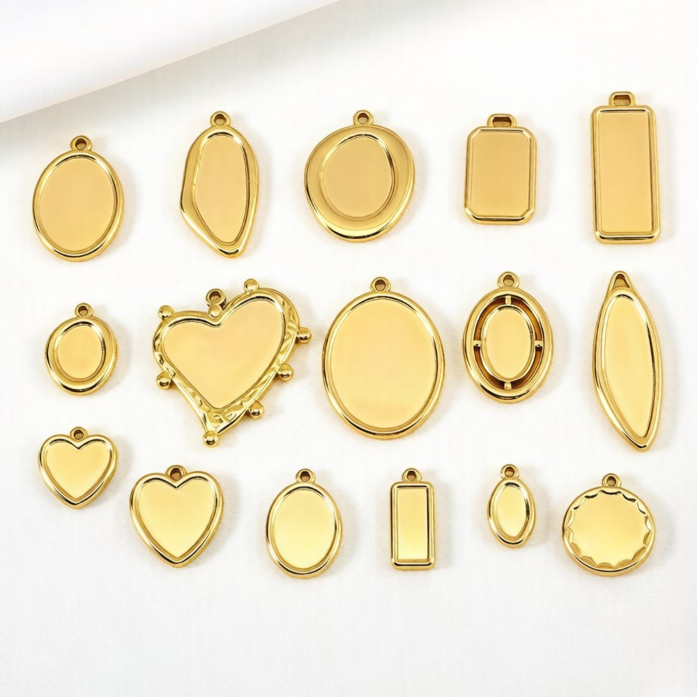 Resin Craft Supplies - ถาดจี้สแตนเลสทรงไม่สมมาตร 5 ชิ้น 1 ชิ้น ไม่ซีดจาง