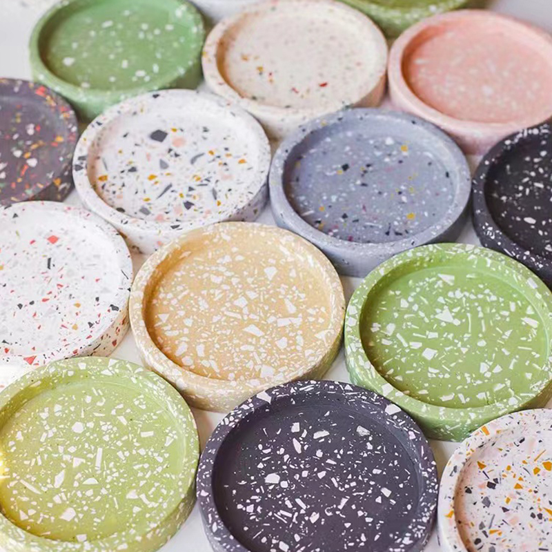 Coaster Mold Round - ถาดกลมแม่พิมพ์ซีเมนต์แม่พิมพ์ซิลิโคนสําหรับคอนกรีตเรซิ่น Coaster DIY รูปไข่ขนาดเล็กพาเลท Coaster แม่พิมพ์เครื่องประดับถาดแม่พิมพ์