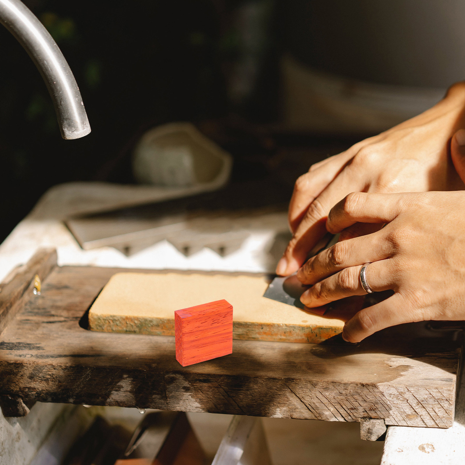 Wood Ring Blank - แหวนไม้ทำมือ 4 ชิ้น อุปกรณ์งานฝีมือ DIY วัสดุไม้ธรรมชาติที่ยังไม่เคลือบเงา