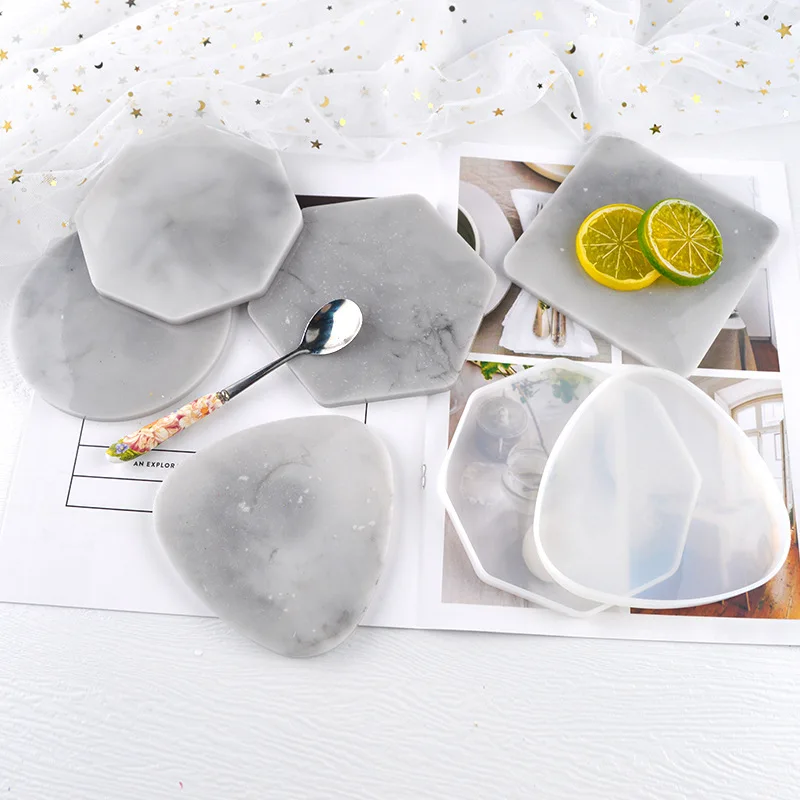 Coaster Mold Round - Multi-สไตล์เรขาคณิต Coaster แม่พิมพ์สามเหลี่ยมรอบถาดสแควร์แม่พิมพ์ซิลิโคนเรซิ่นอีพ็อกซี่คริสตัลยิปซั่มซีเมนต์ตารางแม่พิมพ์ของขวัญ